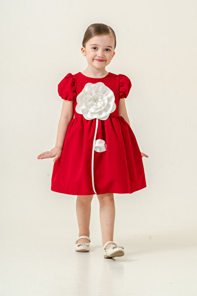 Eray Kids Rochie pentru fete, culoare pudra, cu detalii florale, rochie de se...