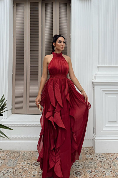 Sindimoda Ada Dik Yaka Fırfırlı Abiye 6073