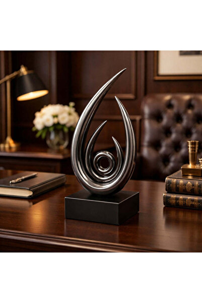Vivendo Statueta decorativa abstracta, design modern spiral, finisaj auriu sa...