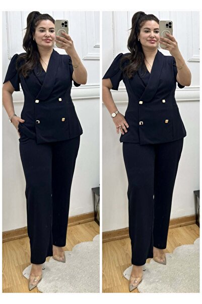 BUTİK MODA Büyük Beden abiye ikili takım yarım kol esnek likralı dörtlü kare ...