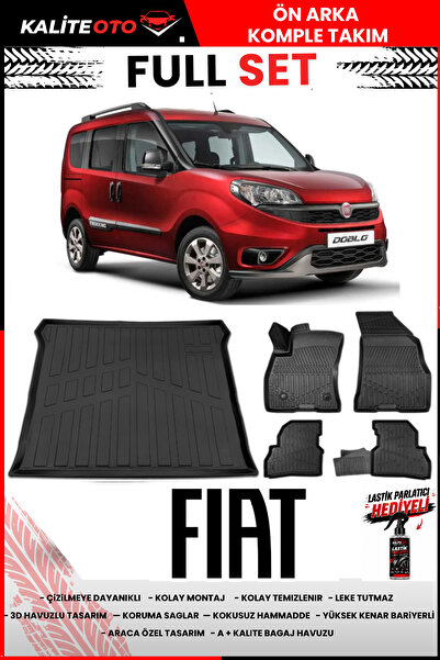 ko kaliteoto Fiat Doblo 2020 Model 3D Bagaj Havuzu Ve Paspas Seti+Lastik Parl...