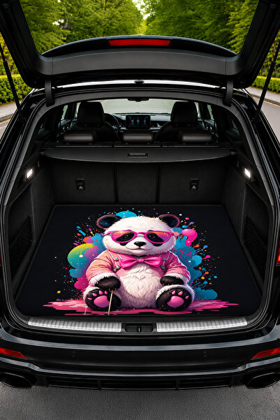 Dormot Cool Panda Araba Bagaj Matı – Pembe Gözlüklü Panda Dijital Baskılı Bag...