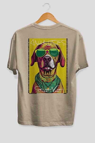 Ankhises Μπλουζάκι  "For Dog Lovers " με στάμπα σκύλου στην πλάτη, Μπεζ Overs...