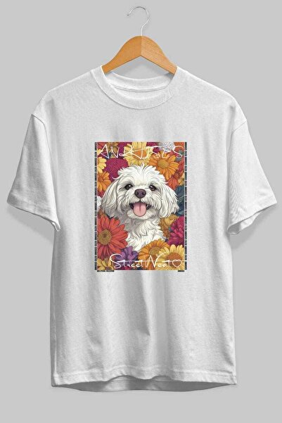 Ankhises Tricou supradimensionat alb cu imprimeu Dog For Love 10, 100% bumbac...