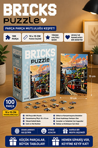 kidssan games BRICKS Puzzle İstanbul Tramvay Manzarası – 100 Parça Mini Puzzl...