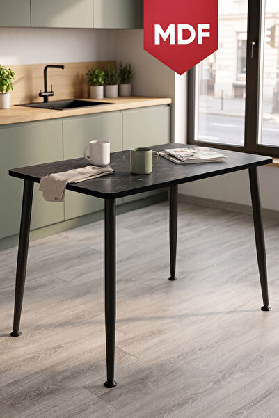 Canisa Belek Serisi MDF Sabit 60x90 Siyah Mermer Desen Mutfak Masası