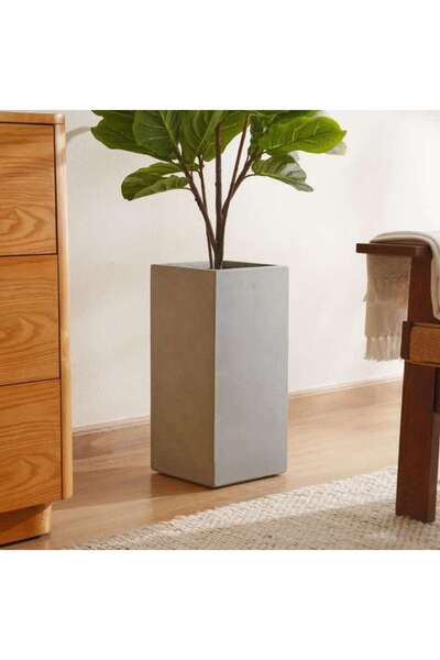PAN HOME Catalina Polyresin Square Planter 23x23x50cm - Grey