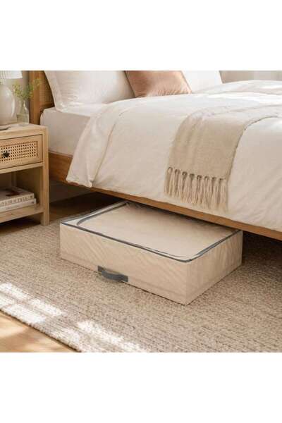 PAN HOME Avria Foldable Under The Bed Storage With Zipper 55x51x19cm - Beige