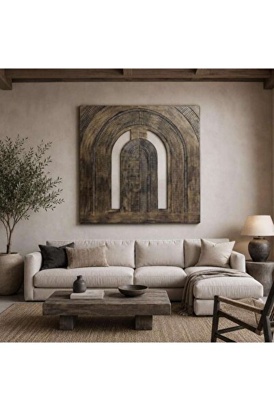 PAN HOME Camry 2 Piece Handmade Carved Wall Art 180x180cm - Black Gold