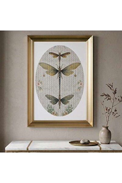 PAN HOME Wingflare Canvas Printed Framed Wall Art 48x68cm - Gold