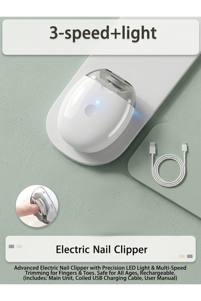 XiaoGiqi Electric Nail Clipper with LED Light & USB Charging, 3-Speed Automat...