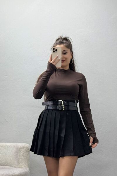 BELENDİR Women's Fingerless Bodysuit Brown