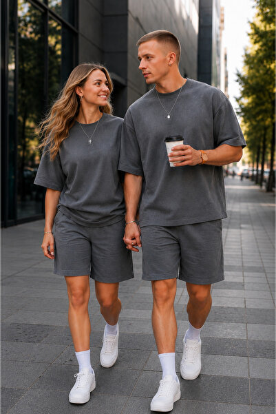 YAKAMEL Unisex Kadın Erkek Oversize 2 İplik Pamuklu Modal Penye Premium Rahat...