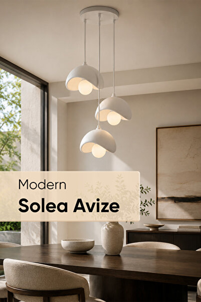 Jusel Solea 3'lü Sarkıt Avize Beton Dokulu, Salon, Balkon, Yatak Odası İçin D...