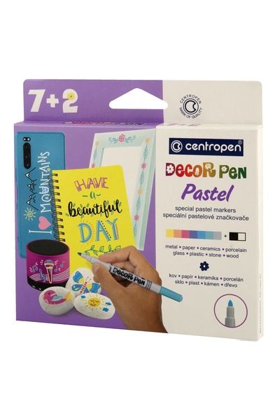 CENTROPEN Markere permanente pentru decorare. Subțire 7+2 Culori Pastel 2738