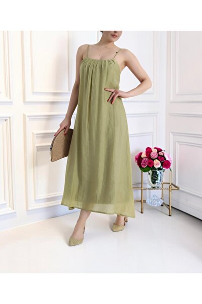 Fleurs Chic Tencel Kumaş Astarlı Salaş Elbise