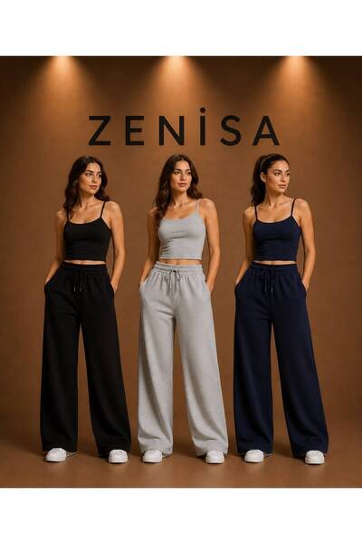 ZENİSA 3-Piece Baggy Tracksuits Seasonal Trackpants Black+Gray+Navy Blue