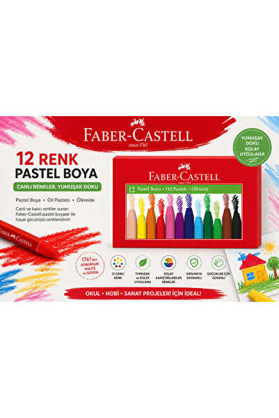 Faber Castell Redline Pastel Boya, 12 Renk, Canlı - Parlak ve Örtücü Renkler,...