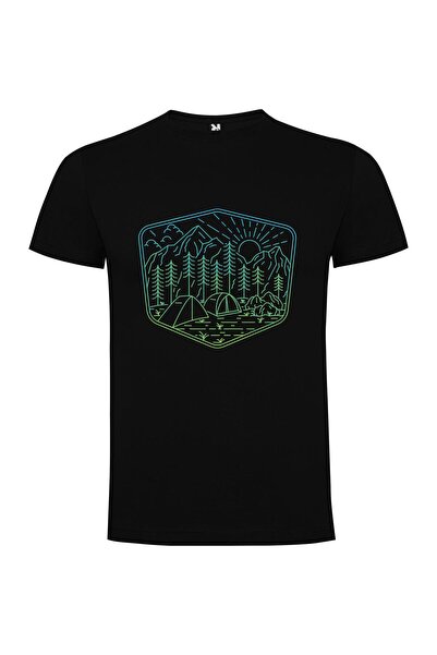iLovePrints Neon Campsite Vector Tshirt