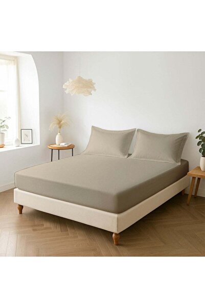 PIZUNA Pure Combed Cotton Single Bed Fitted Sheet 90x200 cm, Simply Taupe, 40...