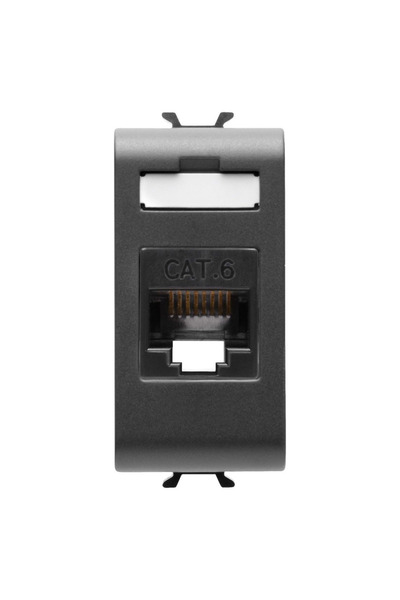 Gewiss Priza RJ45, Categoria 6, UTP, Gewiss, Chorus, Negru, 1m, GW12423, 1 buc