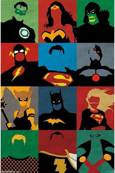 ESSESORIES DC Comics Justice League Minimalist Gaming Poster Wall Art Room De...
