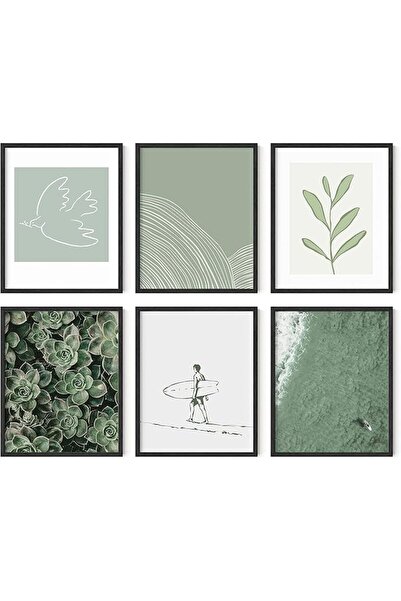 ESSESORIES Sage Green Nature Green Abstract Plant Aesthetic Poster Wall Art S...