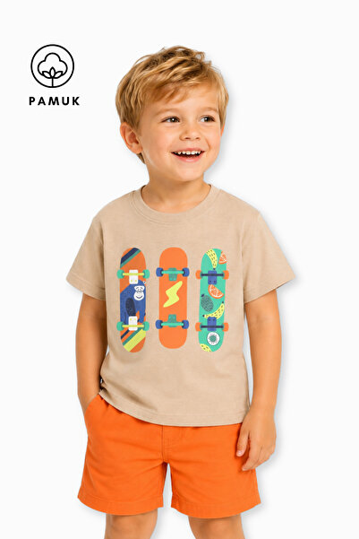 difa kids Καλοκαιρινό μπλουζάκι για αγόρια με στάμπα Skateboard, κοντομάνικο ...