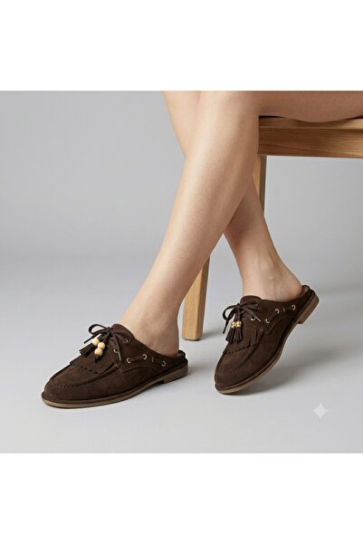 KİNDEP (Leydi) Closed Toe Casual Women's Slippers Brown