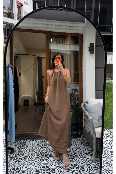 Vonica Official Sırt Dekolteli Elbise Moss