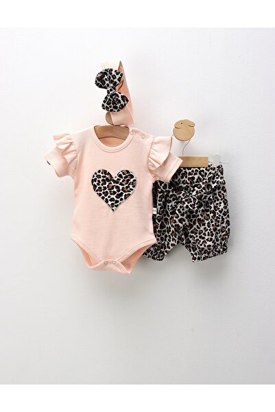 MiniKids Costumas de vara, 3 piese, leopard, corai
