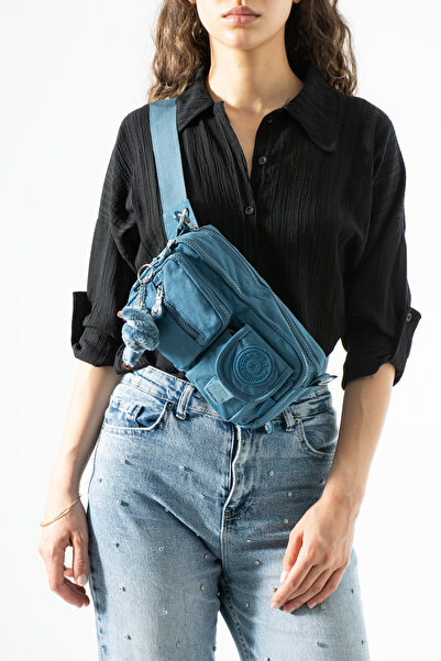 DUOMİNO Klinkır Multi-Pocket Water-Resistant Beige Crinkle Shoulder Bag / Sho...