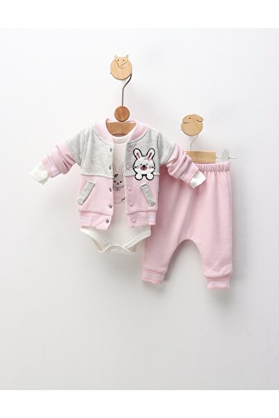 MiniKids Costumas 3 piese, Rabbit Love, cu roz