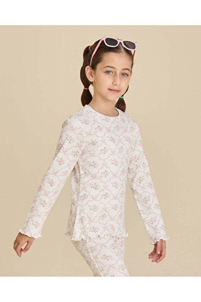 REDTAG Girls White Printed T-Shirt