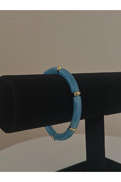 ROYAL SPARK Blue Tone Stone Detailed Gold Color Design Bracelet