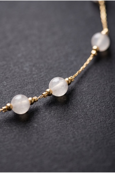 Mijja Natural Crystal Quartz Stone Gold Color Lacquer Coating Non Tarnish Rus...