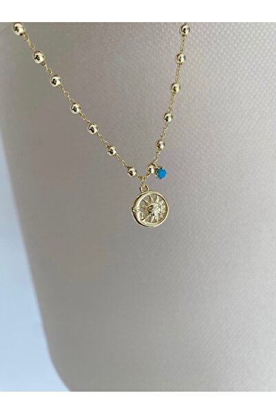 Bade Jewelry Fd Gold Top Row Blue Stone & Sun Detail Anti-Tarnish Steel Styli...