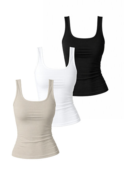 Merci Women's Thick Strap 95% Cotton Lycra Blouse Undershirt - Set of Three (...