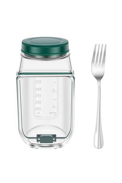 Choice green with fork Salad Pod Leakproof Plastic Salad Box With Side-openin...