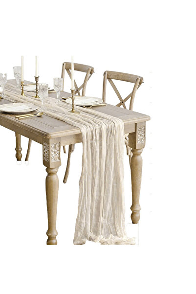 Choice5 90x300cm Beige 1PC Gauze Voile Table Runner Boho Pink Blue Cheeseclot...