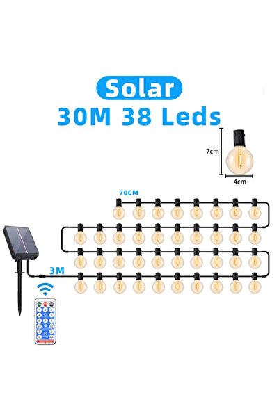 Choice1 أضواء خارجية تعمل بالطاقة الشمسية بطول 30 متر مع 38 مصباح LED كروي G4...