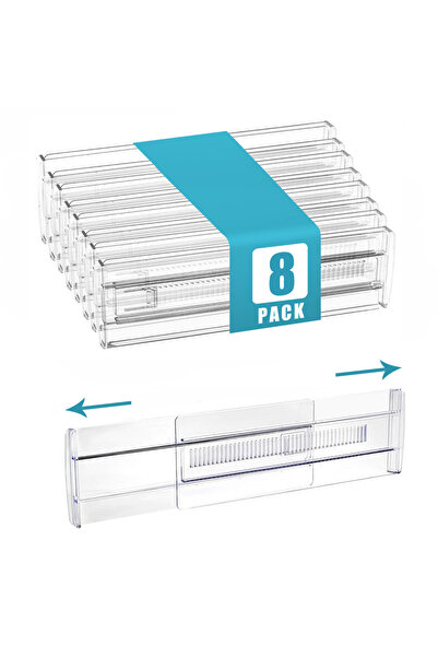 Choice3 8-PACK 6/8/10/12-Pack Adjustable Drawer Organizers, Clear Expandable ...