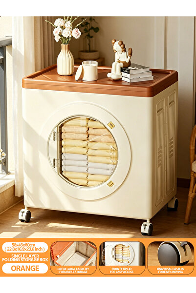 Vitakit Double Door Visible Storage Box with Wheels, Large Stackable Househol...