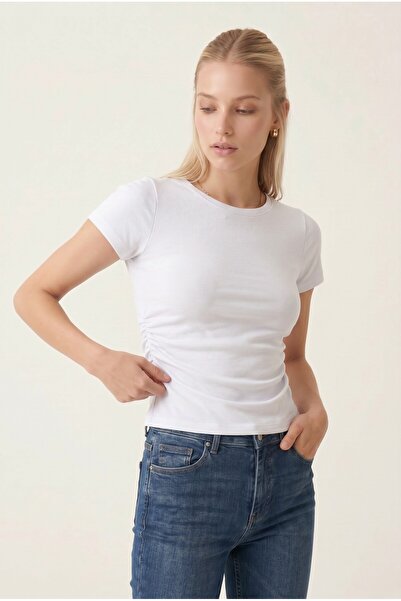 NOTHING Γυναικείο T-shirt Modal με μαζεμένα πλαϊνά μέρη SN-4532
