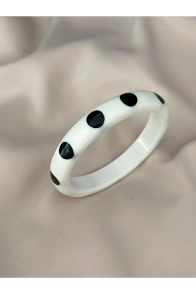 BYYEŞO Polka Dot Detail White Acrylic Bracelet