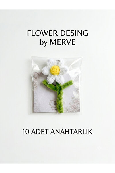 Flower desıgn by Merve El Yapımı Şönil Papatya Anahtarlık Seti (10'lu Paket) ...