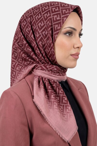 hadiora Women's Powder Red Letter Patterned Flared Scarf