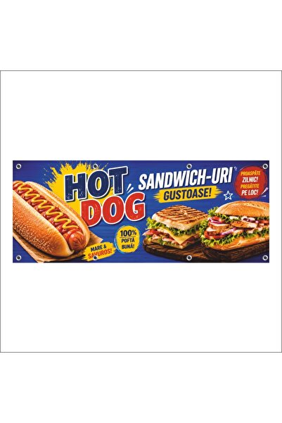 media Banner MEDIA, "Hot dog, sandwich" model1, 300 x 120 cm, de exterior
