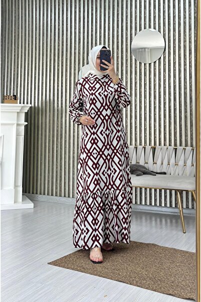 Moda Krash KARE DESEN VİSCON YAZLIK ELBİSE