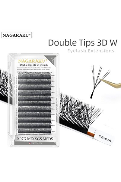 Choice1 MIX8-14mm 0.07mm D NAGARAKU Double Tips 3D W Eyelashe Extensions Auto...